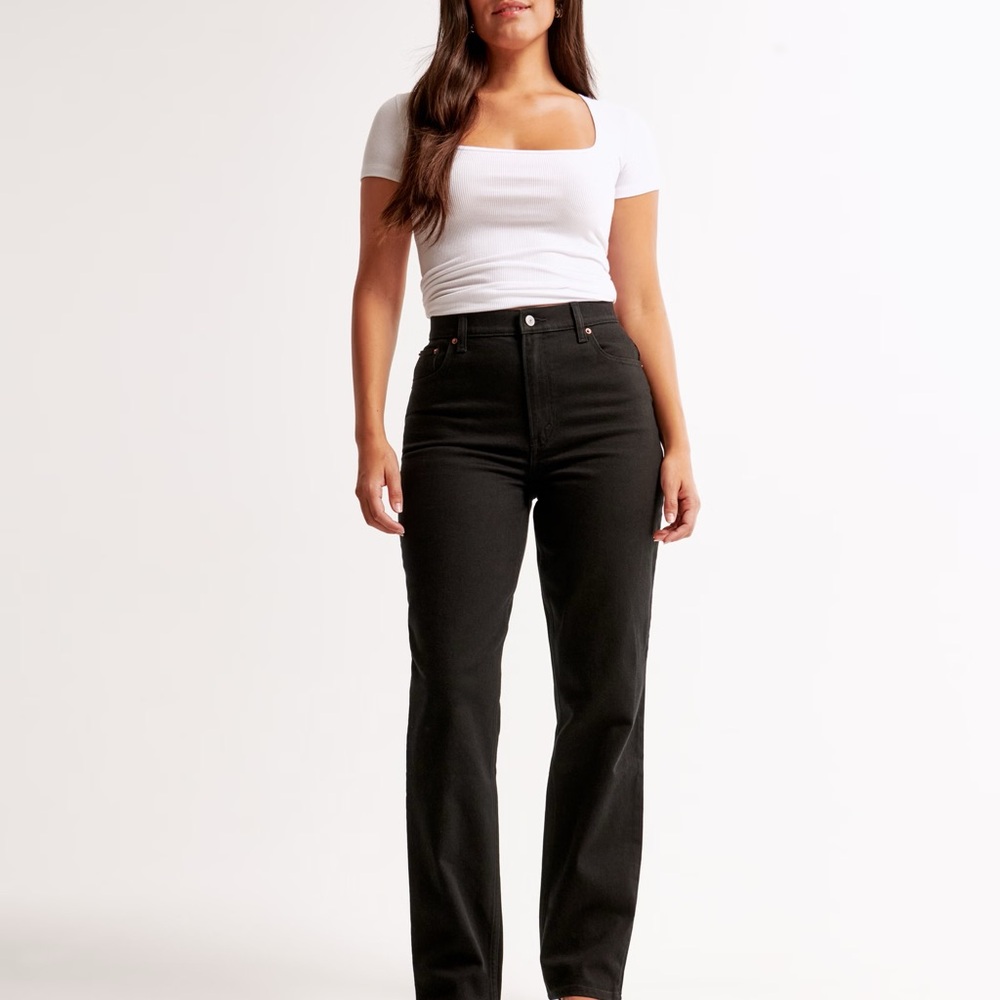 Abercrombie & Fitch Women's Black Straight Leg Jeans | Excellent Condition